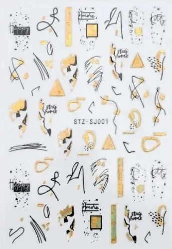 Nagelsticker - Aufkleber selbstklebend - Nail Sticker - Schwarz Gold Metallic